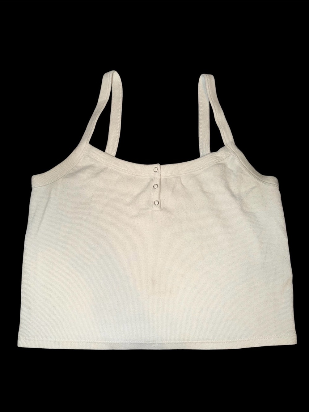 No Boundaries Cream Ribbed Snap-Front Cami Tank